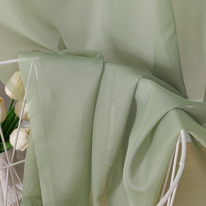 Sage Green Sheer Curtains 78 Inches Long 2 Panels - Image 4