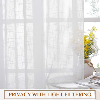 NICETOWN White Sheer Bathroom Curtains Window Treatments, Rod Pocket & Back Tab - Image 5