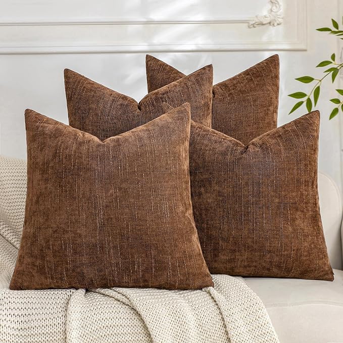 Set of 4 Soft Textured Decorative Throw Pillow Covers 20x20 Inch Cozy Farmhouse by Cozoomy