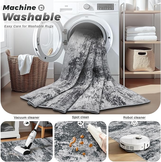 pmtsns Area Rugs 9x12 for Living Room: Washable Rug Modern Abstract Neutral - Image 3