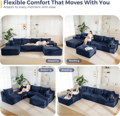 MAXYOYO 132" Giant U-Shaped Modular Sectional Couch, Modern Boneless Couch - Image 3