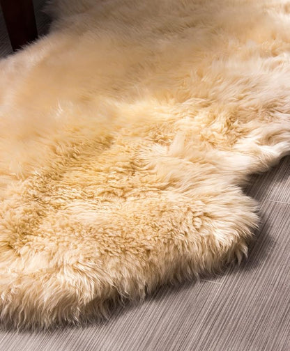 HUAHOO Premium Genuine Sheepskin Rug Beige Real Australia Sheepskin Natural - Image 4