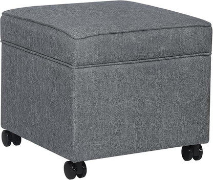 Adeco 17.5" Square Fabric Ottoman by Adeco