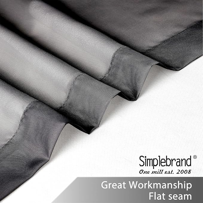 Simplebrand Black Sheer Curtains 120 Inches Long, Extra Long Rod Pocket Solid - Image 2