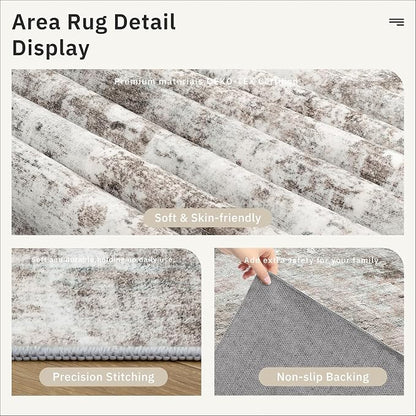 Soalmost Abstratc Runner Rug 2x6 Kitchen Hallway Runners Pink/Grey | Low-Pile - Image 6