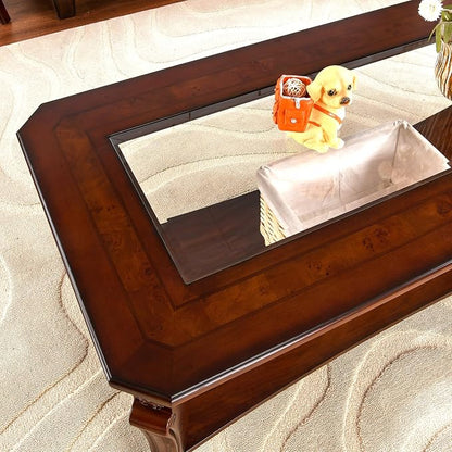 LEEMTORIG Vintage Glass Top Coffee Table - Image 5