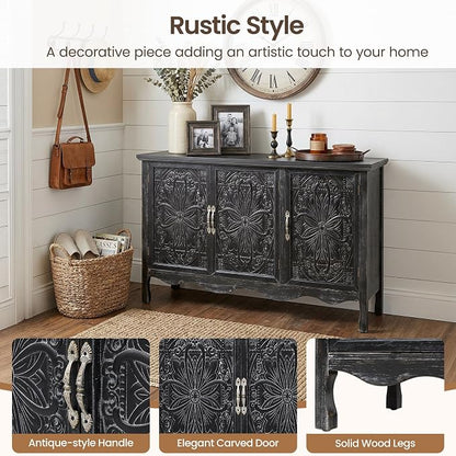 RoyalCraft Buffet Cabinet with Storage, Vintage Solid Wood Sideboard with 3 - Image 3