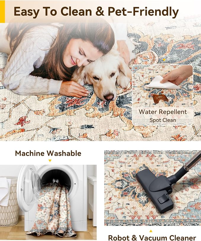RELEANY Washable Area Rug, Runner 3'x12', Water Repellent, Pet Friendly - Image 4