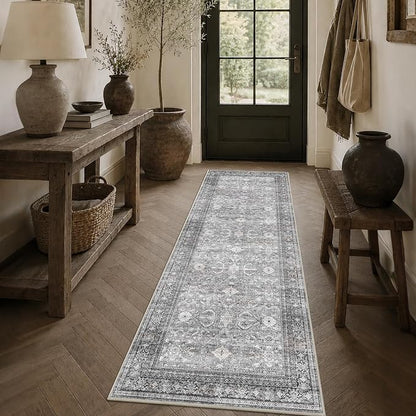Schweek 2x6 Hallway Runner Rug Washable Vintage Kitchen Rugs Non Slip Grey | by Schweek