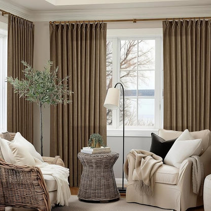 Extra Wide 90 Inch Long Pleated Curtains 70 Inch Wide Dutch Cocoa | Pinch Pleat - Image 9