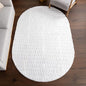 nuLOOM Nia White Geometric Washable Area Rug, Oval 5' x 8' | Nuloom Nia by nuLOOM