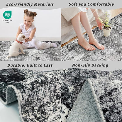 2x5 Washable Kitchen Rug Runner – Non-Slip Abstract Modern Small Rug - Image 4