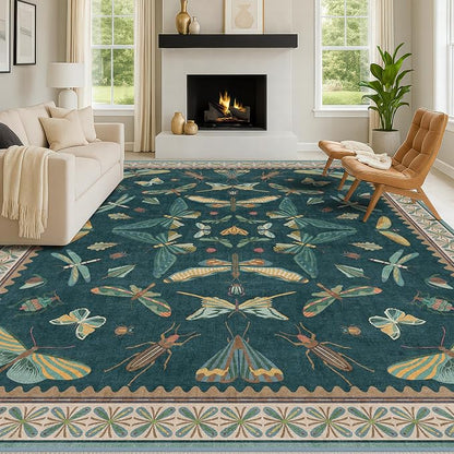 Insect Print Washable 8x10 Living Room Rug - Image 6