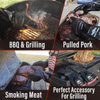 RAPICCA Heat Resistant BBQ Grill Gloves: Oil Resistant Waterproof for Smoking Grilling Cooking Barbecue Deep Frying Turkey Rotisserie Handling Hot Greacy Meat - Long Sleeve 932°F