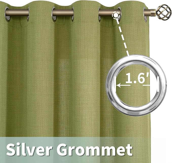 Moss Green Short Linen Curtains 45 inch - Image 5