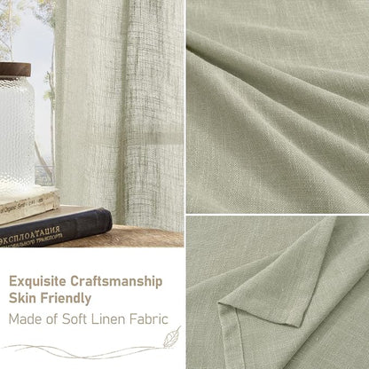 Short Linen Curtains 48 Inch Length 2 Panels, Semi Sheer Light Filtering Panels - Image 7