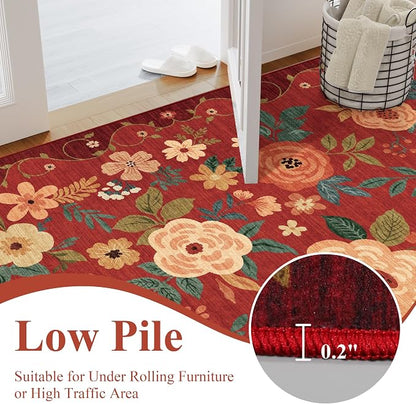 DUKINO 6x9 Area Rugs, Floral Washable Rug - Image 7