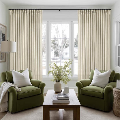 Extra Wide Pinch Pleat 100 x 102 Inch Linen Semi Sheer Curtains 1 Panel | by Twodrapes