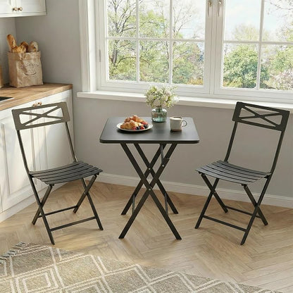 GarveeLife 3 Piece Outdoor Bistro Set, All Metal Patio Table and Chairs Set - Image 5