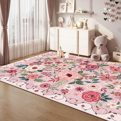 DUKINO 5x7 Area Rugs, Floral Washable Rug - Image 6