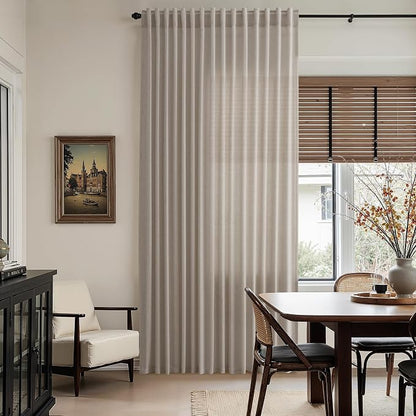 Ecru Curtains 90 Inches Long for Living Room Linen Blend Light Filtering Semi - Image 8