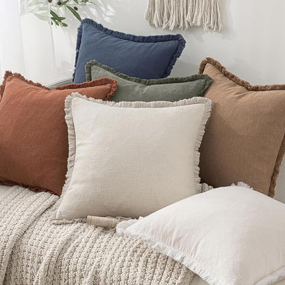 MIULEE Linen Decorative Euro Throw Pillow Covers Light Olive Green 22x22 | Set - Image 6