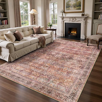 5x7 Area Rugs - Washable Vintage Retro Living Room Rug, Soft Ultra Thin Non by Yarooge