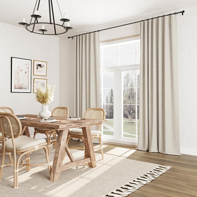 100% Blackout Linen Curtains for Bedroom 96 inches Long, Thermal Insulated Room - Image 8