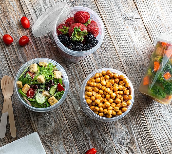 (32 Ounce 10 Pack) Clear Twist cap Containers With Screw on Lids Twist Top Food Storage Freezer Containers