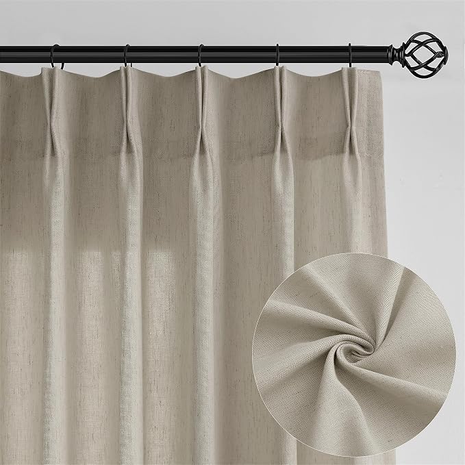 Extra Long Extra Wide Pinch Pleated Linen Curtains 121 inches Long | 72 Inch - Image 9
