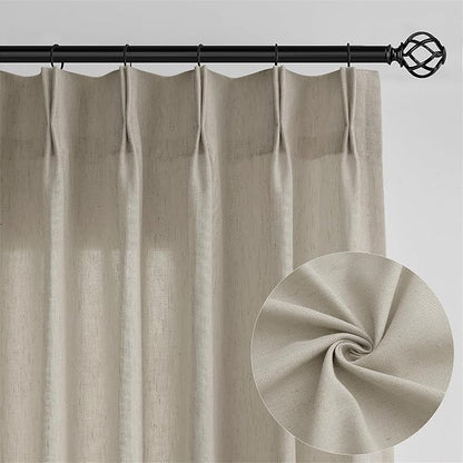 Extra Long Extra Wide Pinch Pleated Linen Curtains 121 inches Long | 72 Inch - Image 9