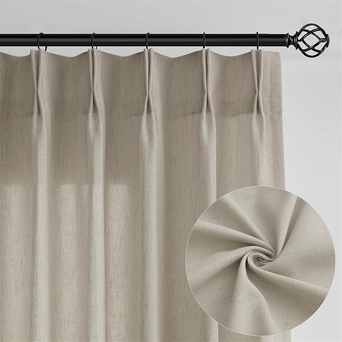 Extra Long Pinch Pleated Curtains 120 Inches Long Burlywood Birch | Taupe - Image 3