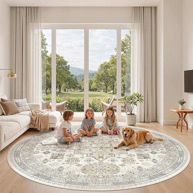 Round Rug 8ft, Circle Rug for Dining Room Table, Dining Room, Nursery Room - Image 9