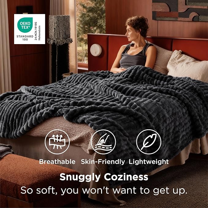 Bedsure Soft Cal Size Blanket for Bed Grey 102"x96" | Birthday Gifts for Women - Image 3