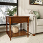 Large End Table with Drawer and Storage Shelf, Solid Wood Sofa Side Table by MODERION-YourHomeSoulMate