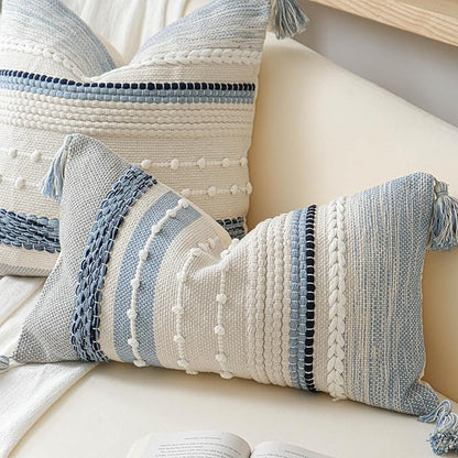 Coastal Blue Boho Decorative Throw Pillow Cover 18x18 Modern Bohemian Accent - Image 9