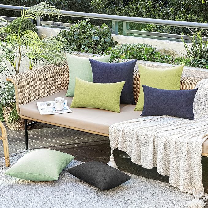 MIULEE Pack of 2 Decorative Outdoor Solid Waterproof Throw Pillow Covers Faux - Image 6