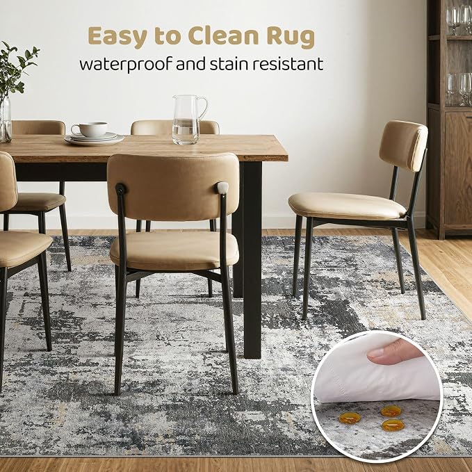 LOONGRUG 6x8 Area Rug Washable Neutral Modern Living Room Rugs Black Gold | - Image 6