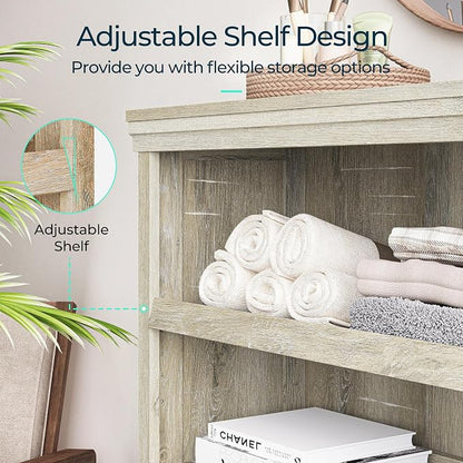 LINSY HOME 3-Tier Bookshelf, Small Wood Display Storage Shelves Farmhouse - Image 5