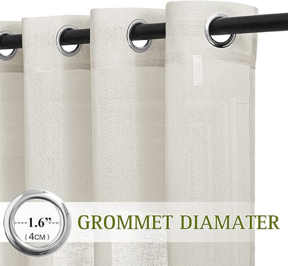 NICETOWN Small Window Curtains Semi Sheer Linen Burlap Drapes, Grommet Top - Image 2