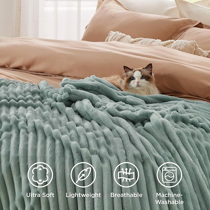 Bedsure Soft Twin XL Blanket for Bed Dorm Sage Green 66"x90" | Birthday Gifts - Image 5