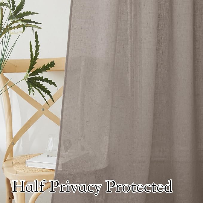RYB HOME Sheer Curtains 102 inches, Extra Long Floor to Ceiling Curtains | Half - Image 3