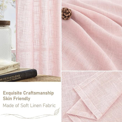 72 inch Pink Semi Sheer Linen Curtains - Image 6