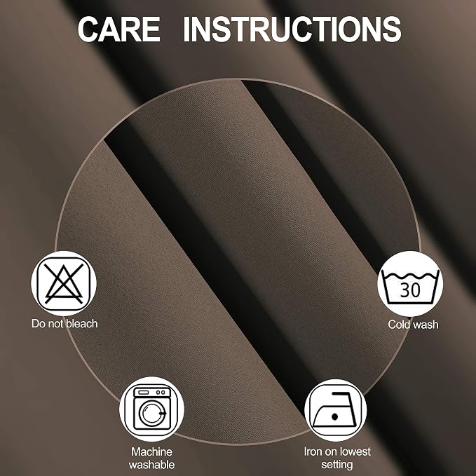 Blackout Curtains 66 x 95 inch/Chocolate Brown Curtains Set of 2 Panels/Thermal - Image 4