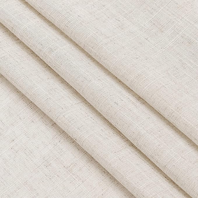 Beige Linen Sheer Curtains 54 Inch Length 2 Panel Set Back Tab Pocket Semi - Image 6
