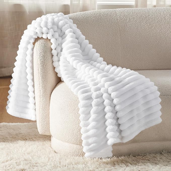 Bedsure Soft Twin Blanket for Bed Decor Gifts Bright White 60"x80" | Birthday - Image 3