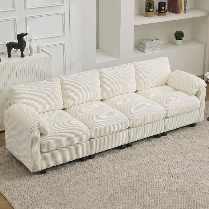 114'' Sectional 4 Seater Couch, Oversized Modular Couches by HATPPTO