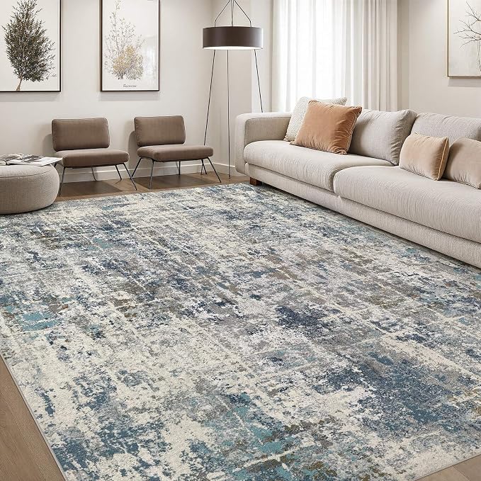DMOYEST Area Rug Living Room Rugs 9x12 Washable Abstract Carpet | Neutral by DMOYEST