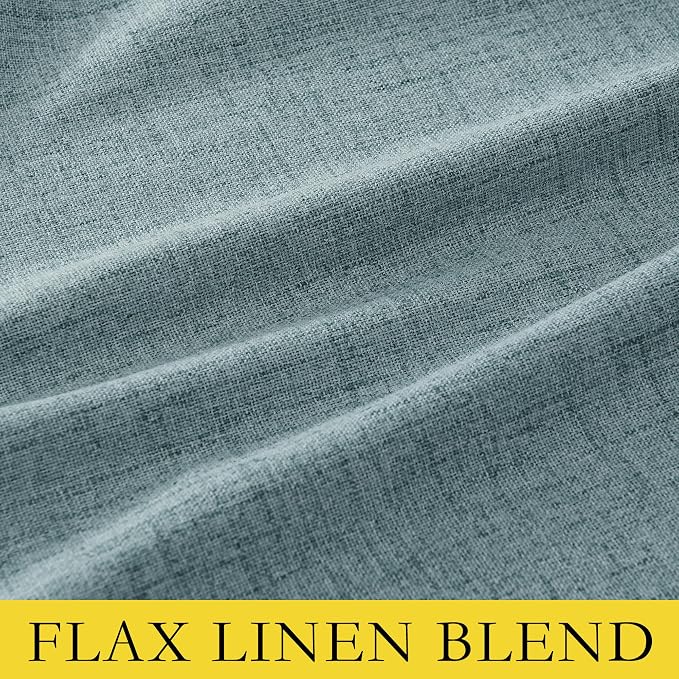 NICETOWN Skylark Blue Full Blackout Back Tab Linen Curtains - Image 9