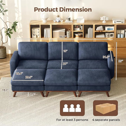 Vesgantti 97" Modular Sectional Sofa Drak Blue, Sectional Couch - Image 2